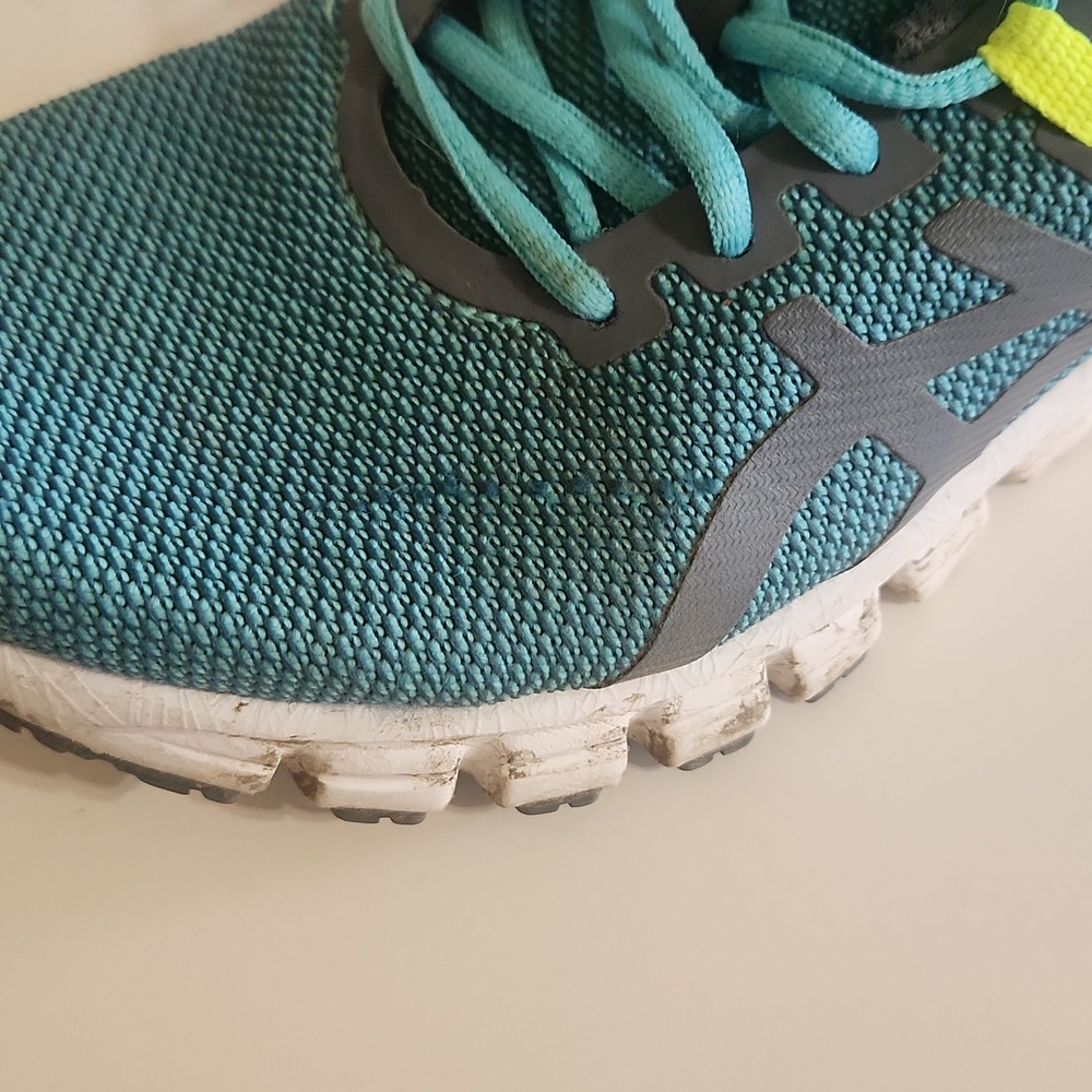 Asics Womens' Teal and Neon Green Sneakers - Picture 6 of 6
